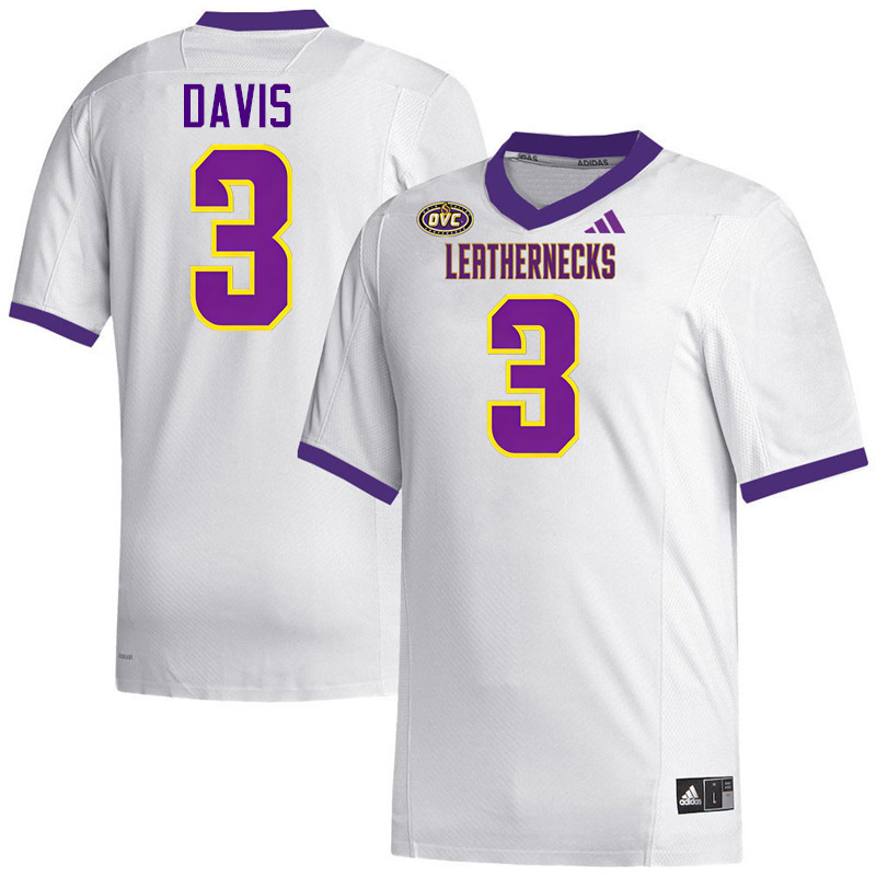 Western Illinois Leathernecks #3 Demari Davis College Football Jerseys,Uniforms-White